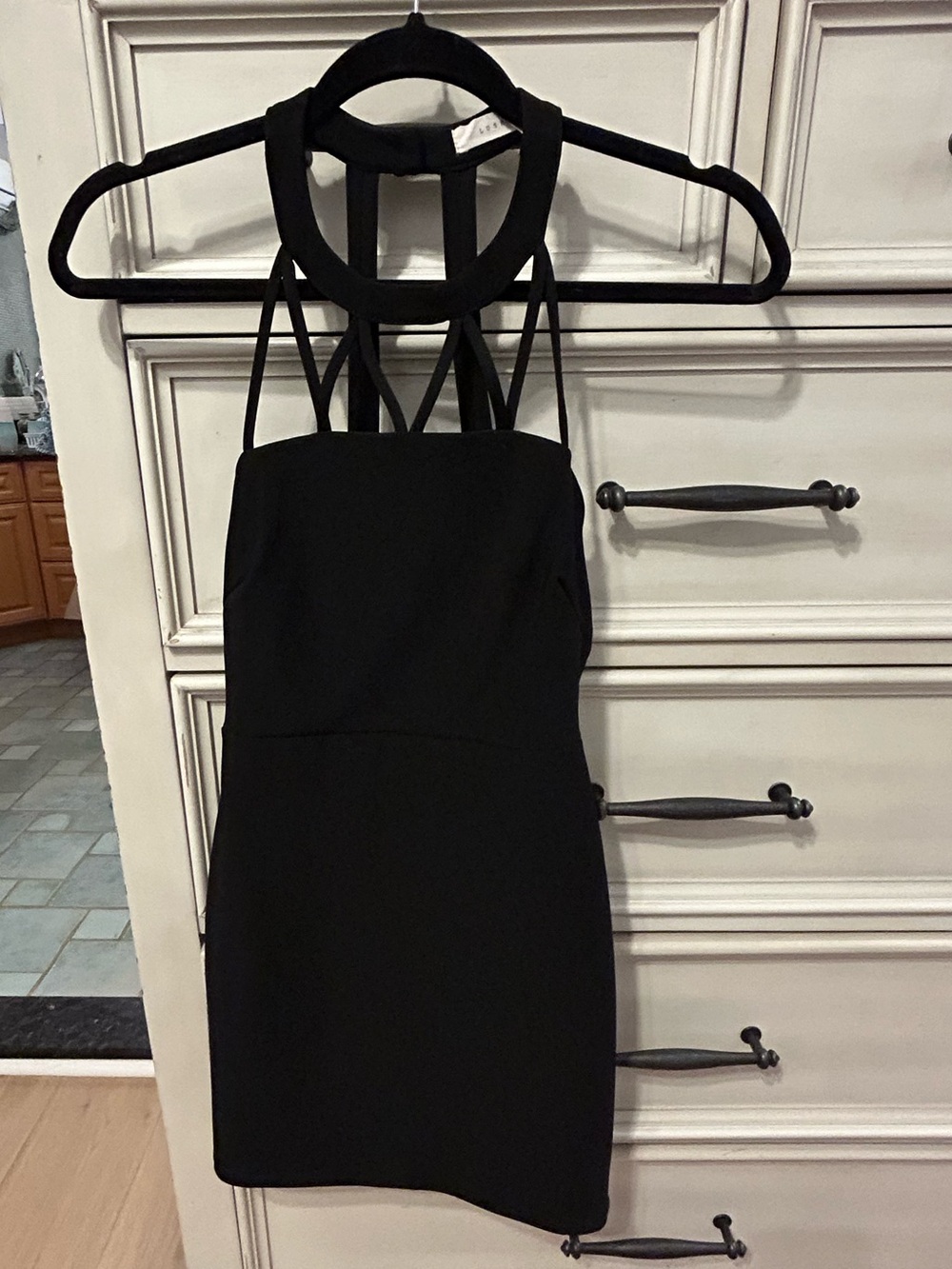 Lush black strappy mini dress